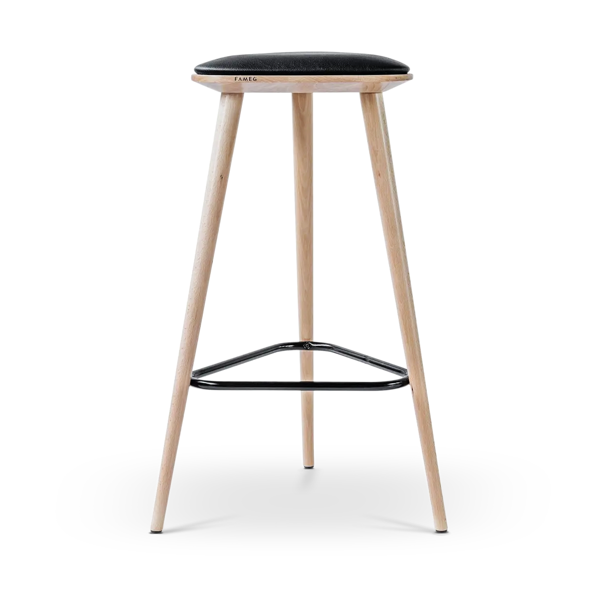 Houten barkruk Finn whitewash met zitkussen - 78 cm
