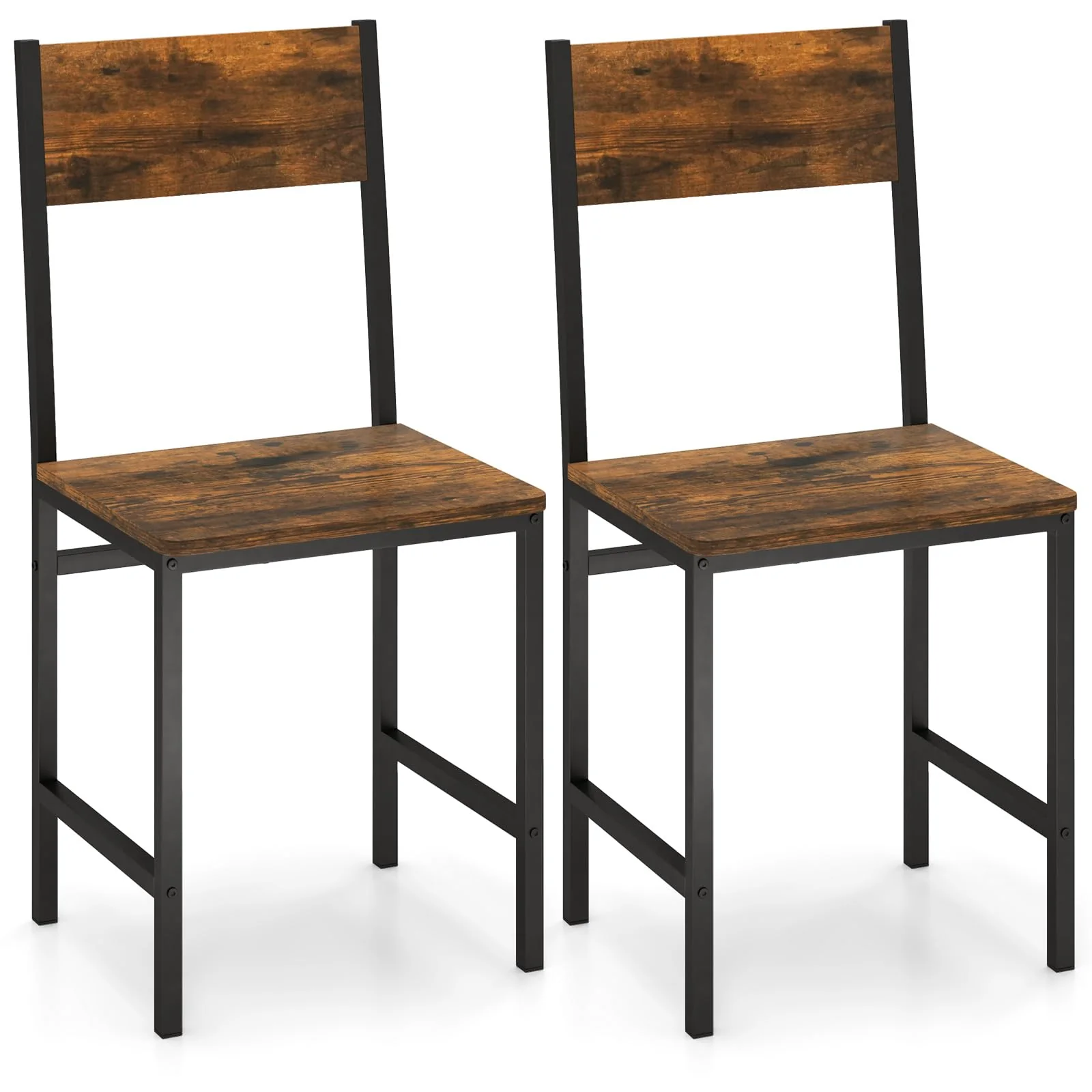 BEFOUNDLOVELY Dining Chairs Set of 2/4 with Metal Legs, Slanted Back, Rustic Wood Grain