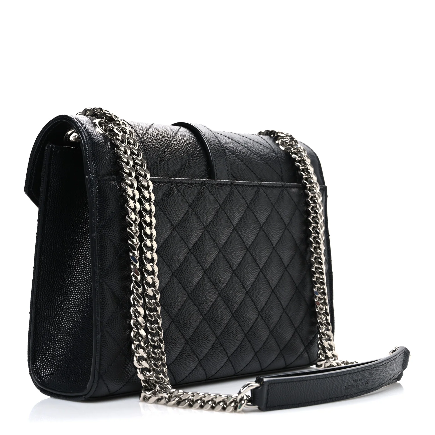 Grain De Poudre Textured Mixed Matelasse Triquilt Medium Monogram Satchel Black - Top Club