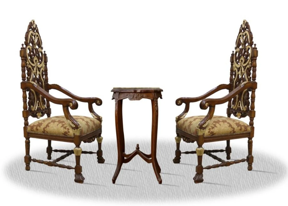 Baroque throne chair set with side table - luxury edition