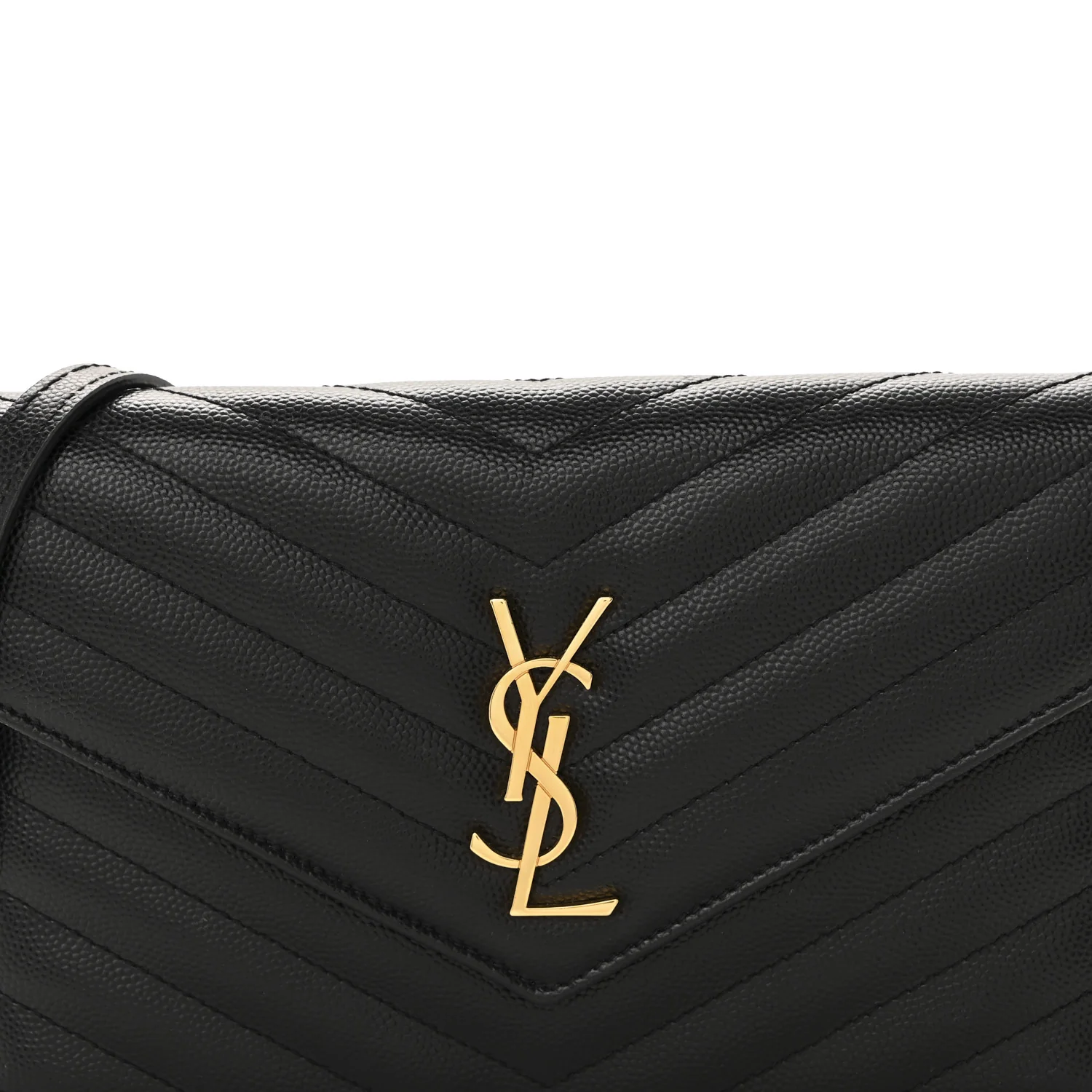 Grain De Poudre Matelasse Chevron Monogram Envelope Chain Wallet Black - Top Club
