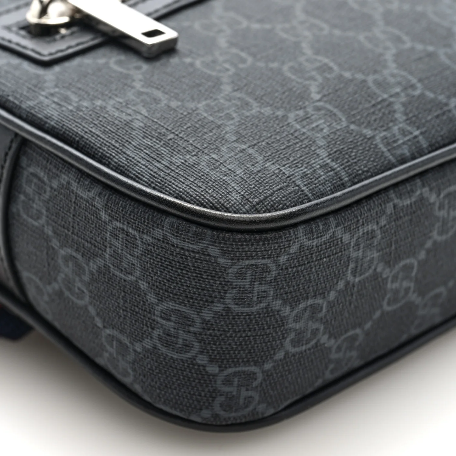 Soft GG Supreme Monogram Web Belt Bag Black Grey - Top Club