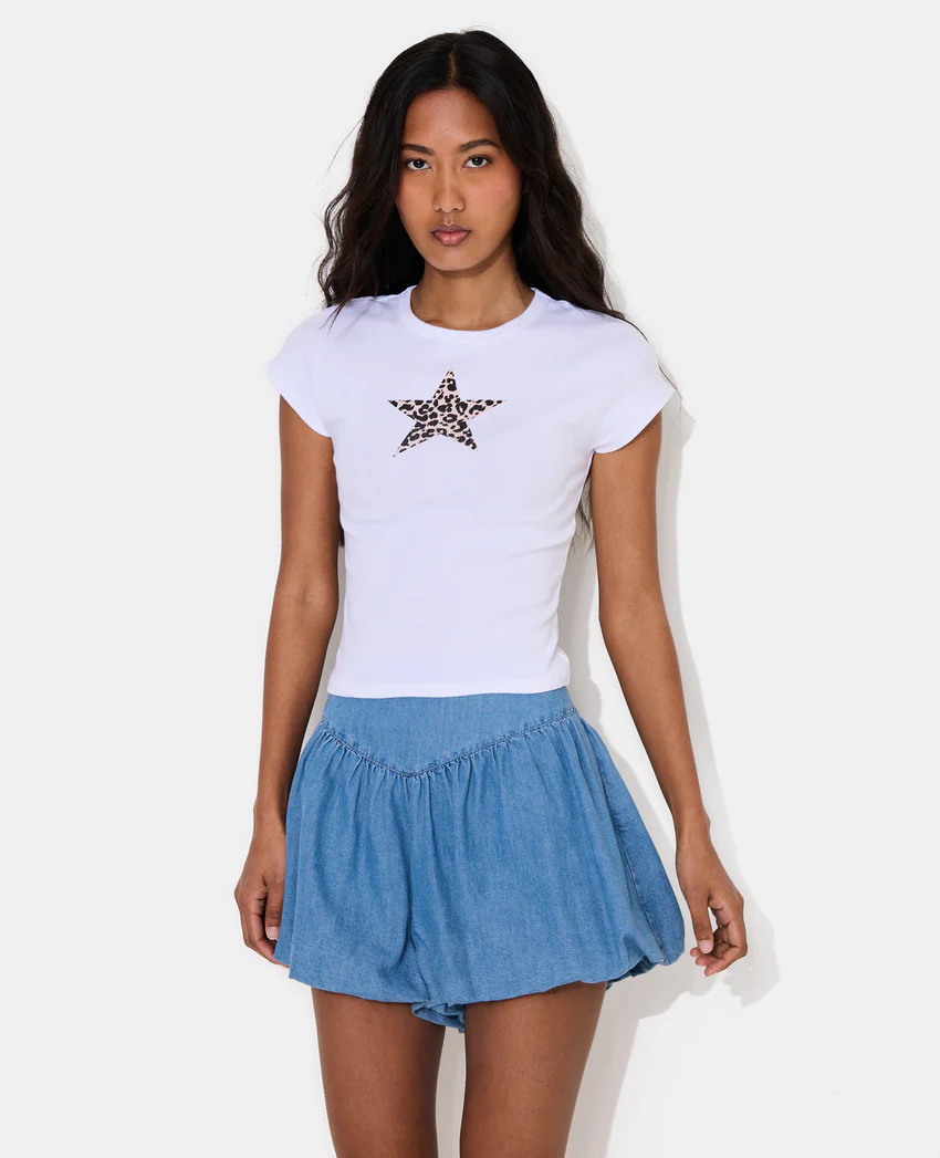 Pimkie T-shirt ajusté col rond avec étoile motif léopard
