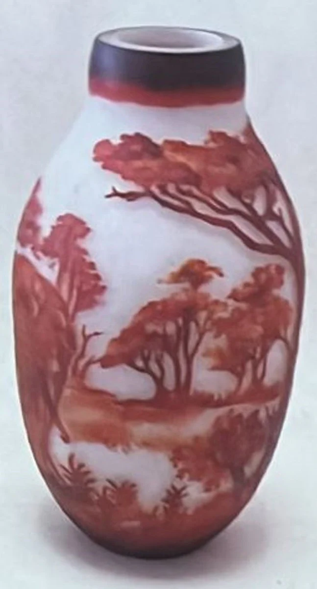 Luxury decorative glass vase multicolored H. 33 cm - round cameo glass flower vase - luxury decorative accessories