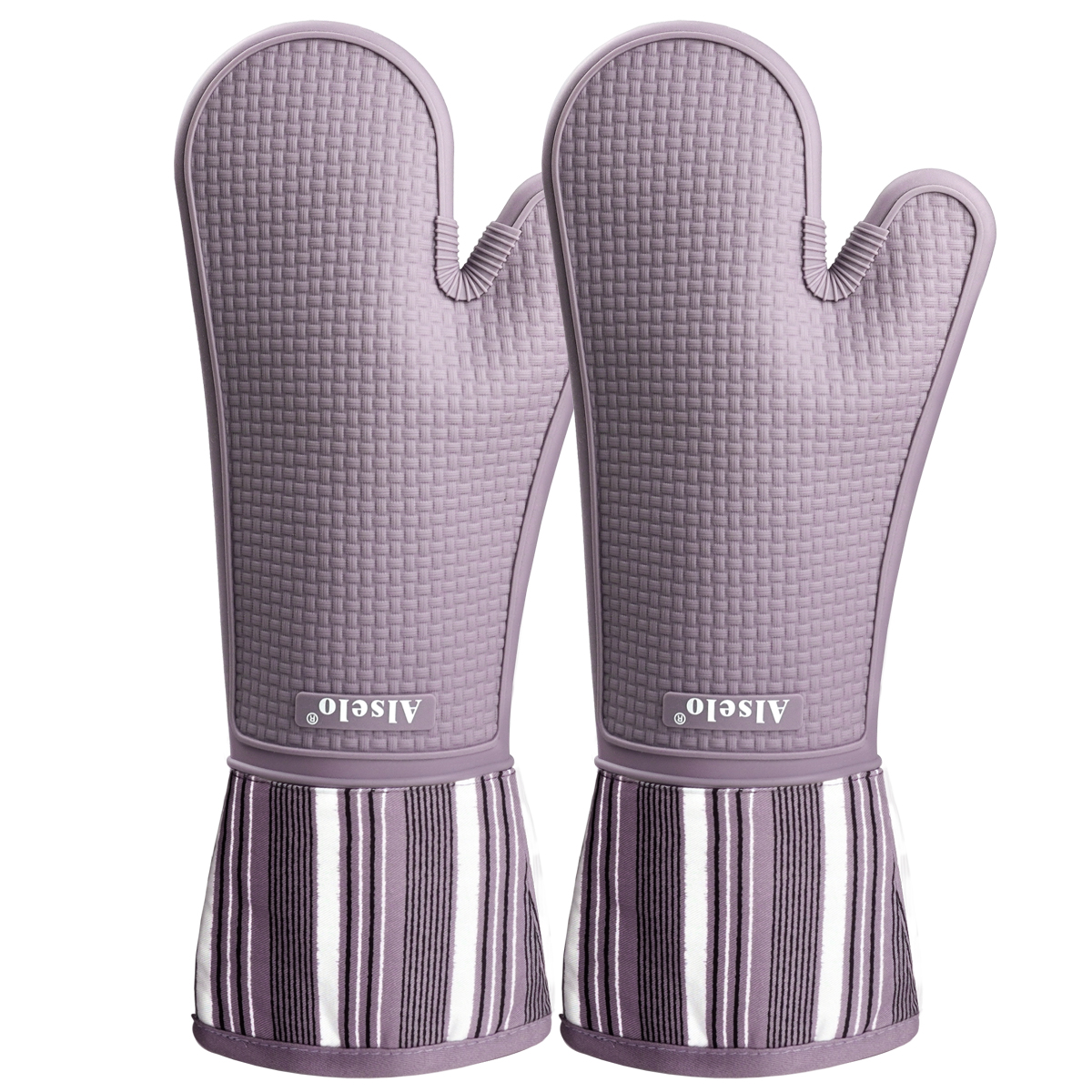 Meita Home's Pair Striped Purple Printed Oven Gloves
