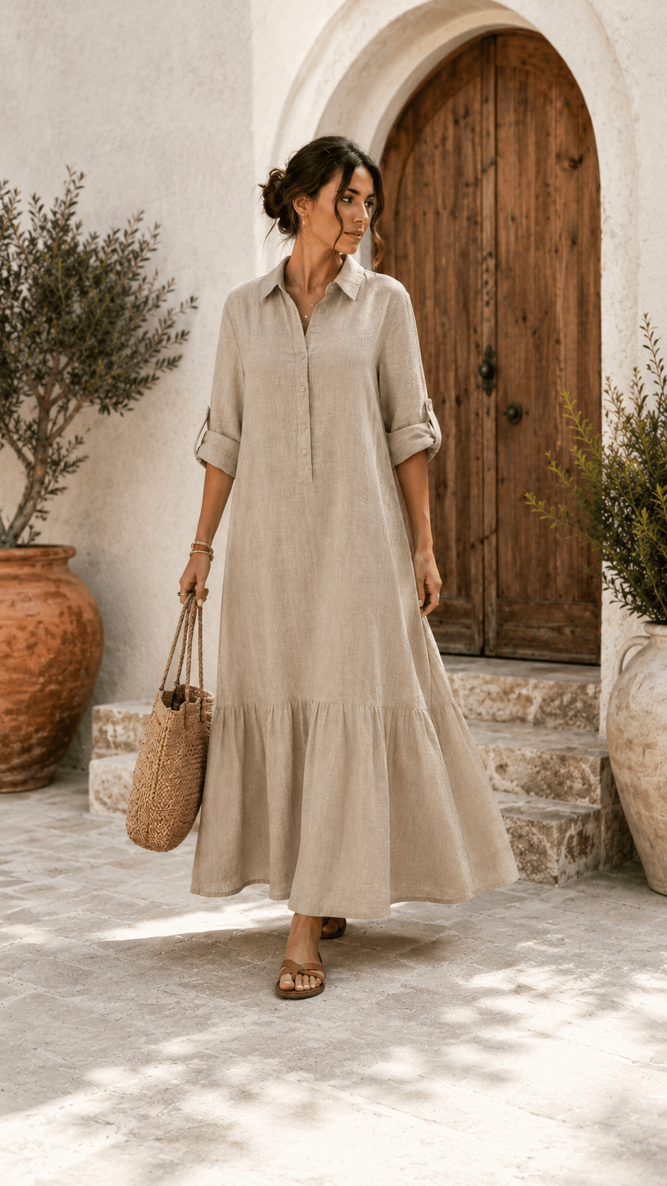 Women's Vacation Style Casual Loose Linen-Cotton Dress - Nordfashionstorm - Women's Clothing, Fashion for You - Nordfashionstorm.com