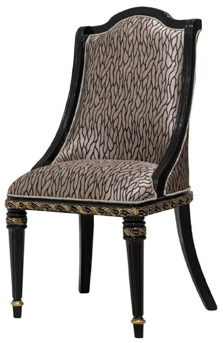 Luxury Baroque Dining Room Set Silver Pattern / Brown / Black / Gold - 1 Baroque Dining Table & 6 Baroque Dining Chairs - Luxury Dining Room Furniture in Baroque Style - Baroque Dining Room Furniture