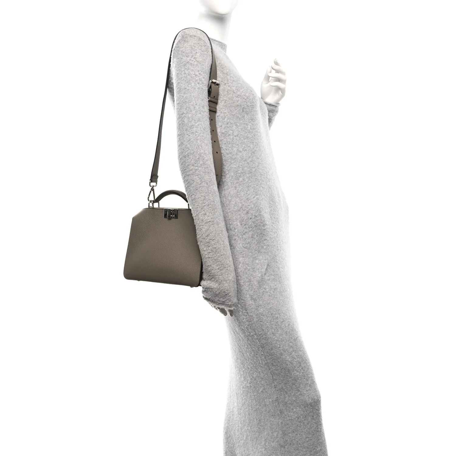 Cuoio Romano Vitello Cover Glazed Fabric Bi-Color FF 1974 Mini Peekaboo I SEE U Satchel Tartufo Banana Tobacco Moro