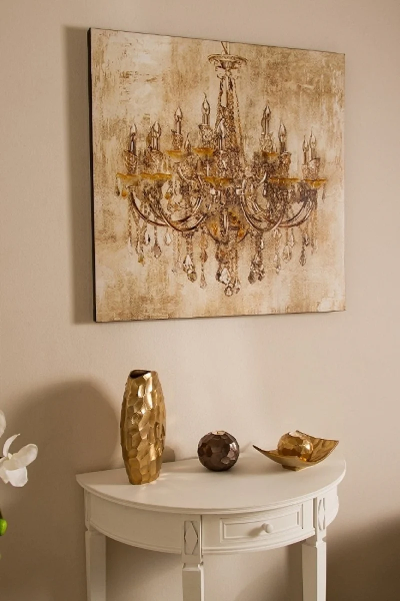 Baroque oil painting chandelier multicolored 80 x H. 80 cm - magnificent oil painting
