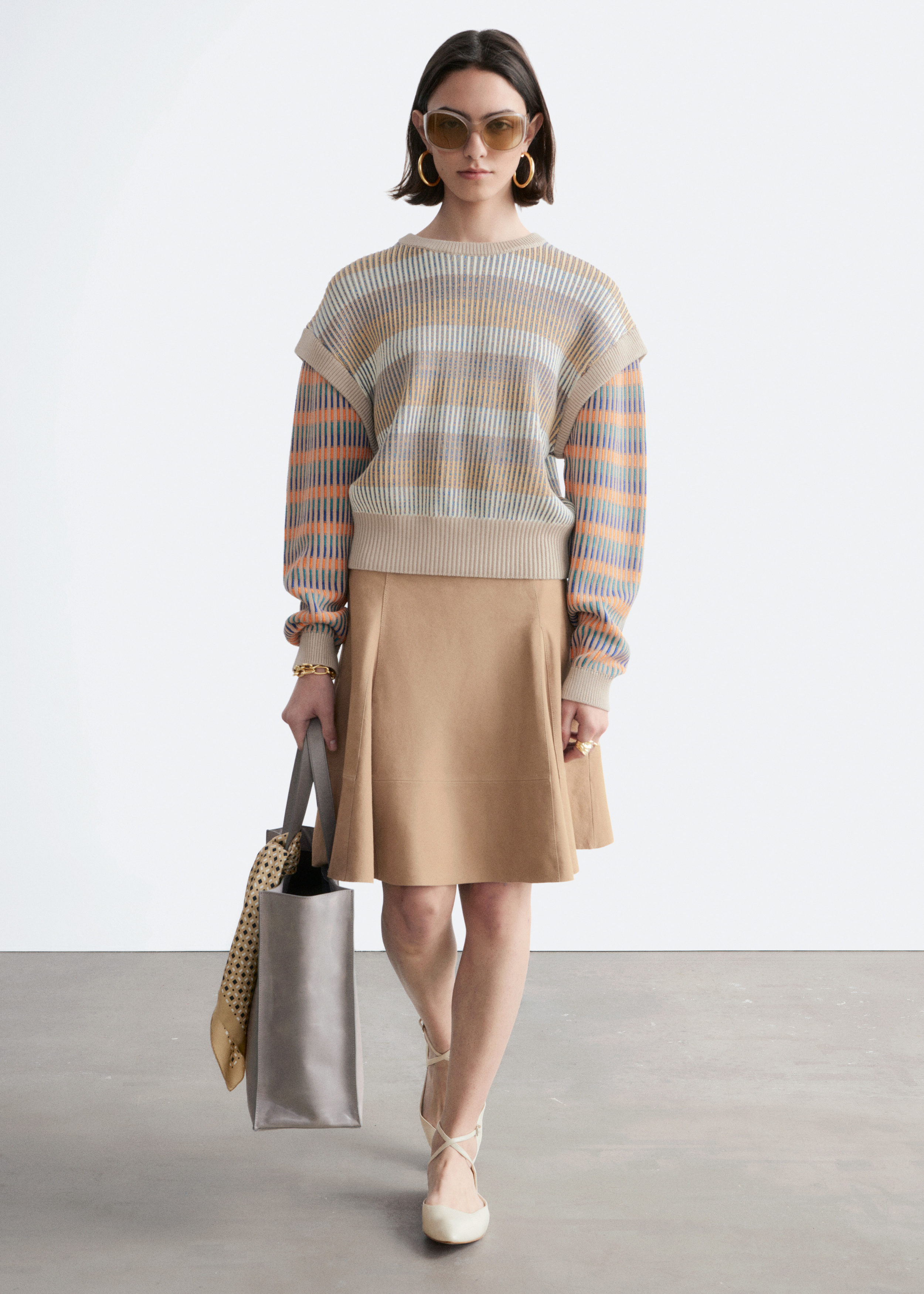 & Other Stories STRIPED PANEL KNIT JUMPER