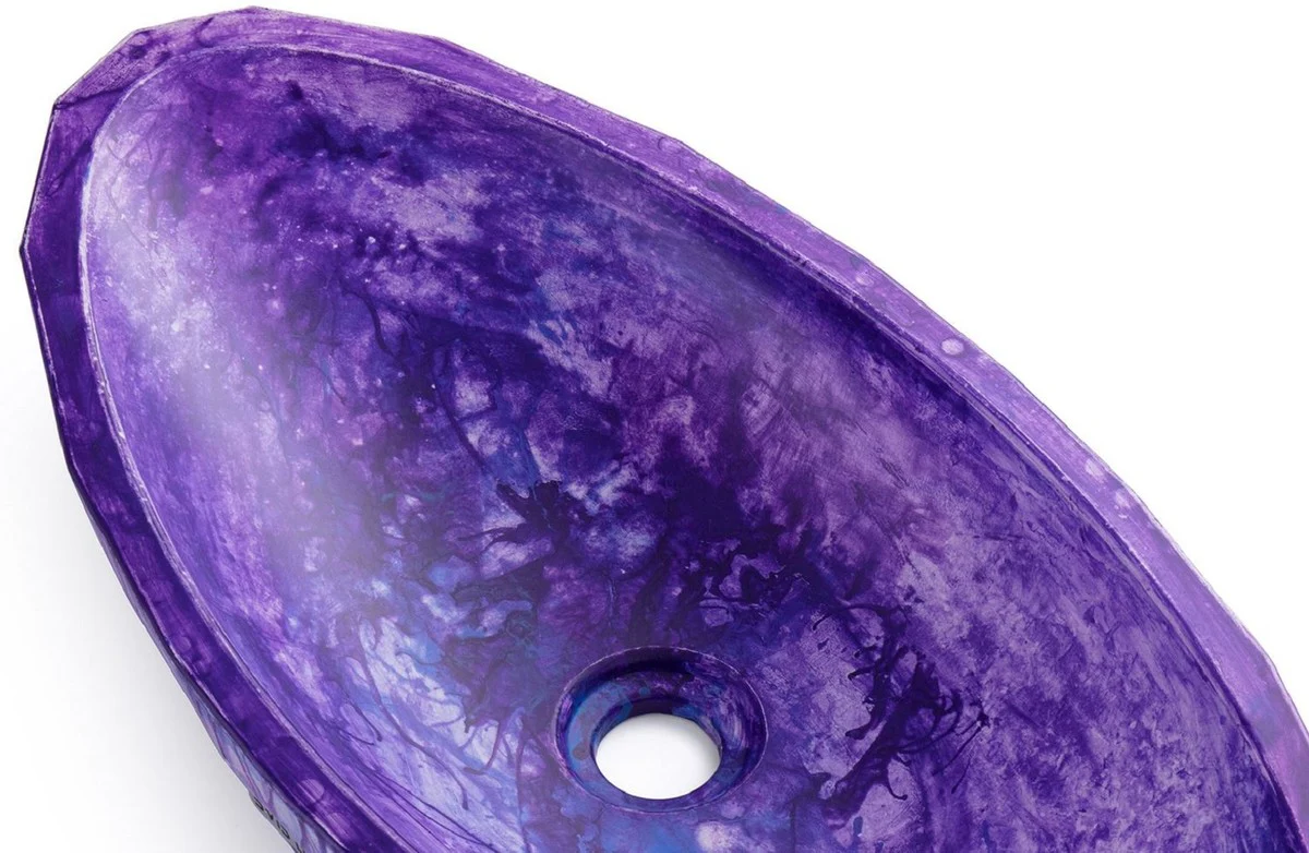 Luxury washbasin bowl purple / blue 60.9 x 29.7 x H. 11.9 cm - Handmade concrete washbasin - Bathroom accessories - Luxury bathroom accessories