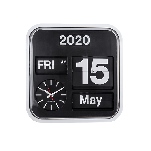 Wall clock Big Flip white casing, black dial