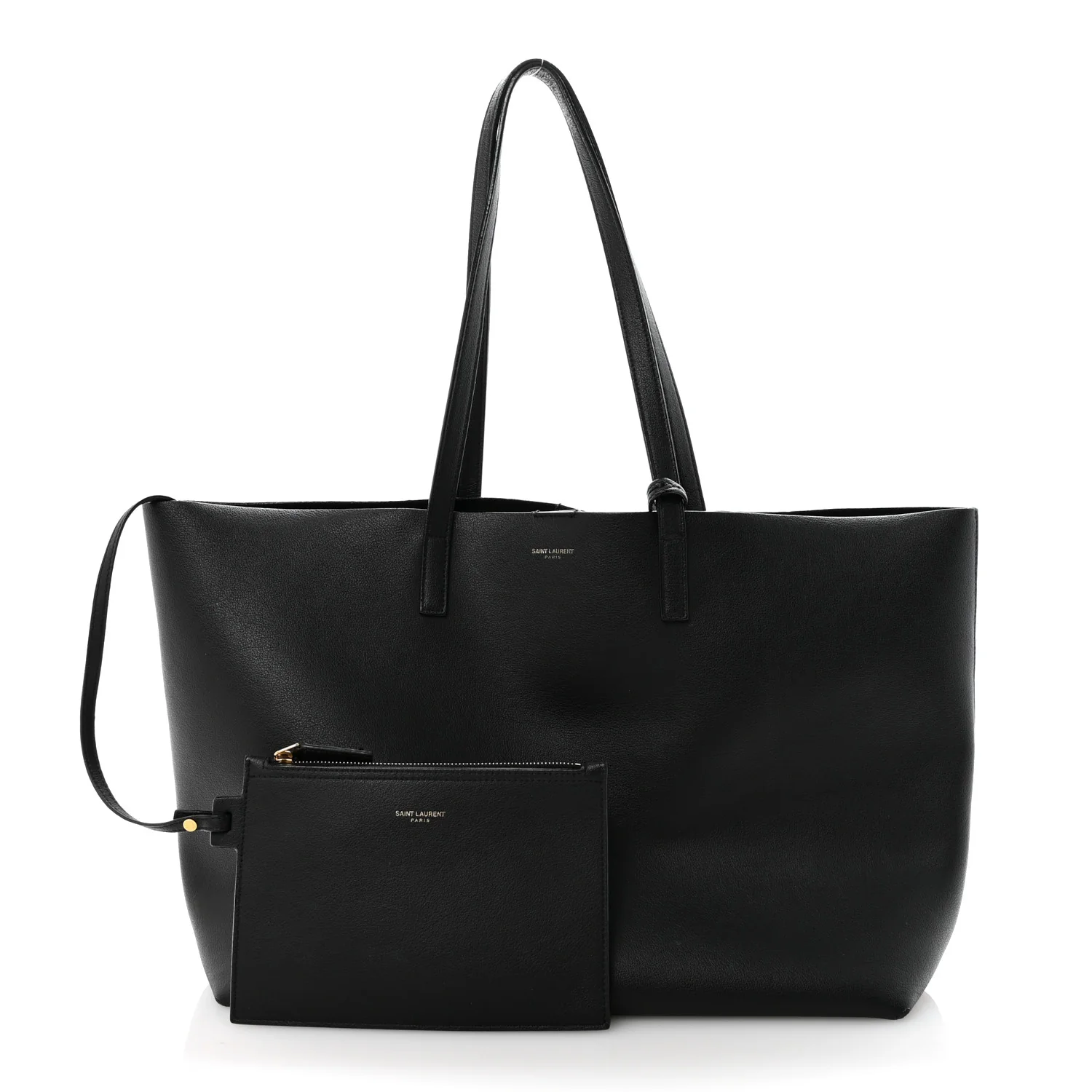 Calfskin Large Shopping Tote Black - Top Club