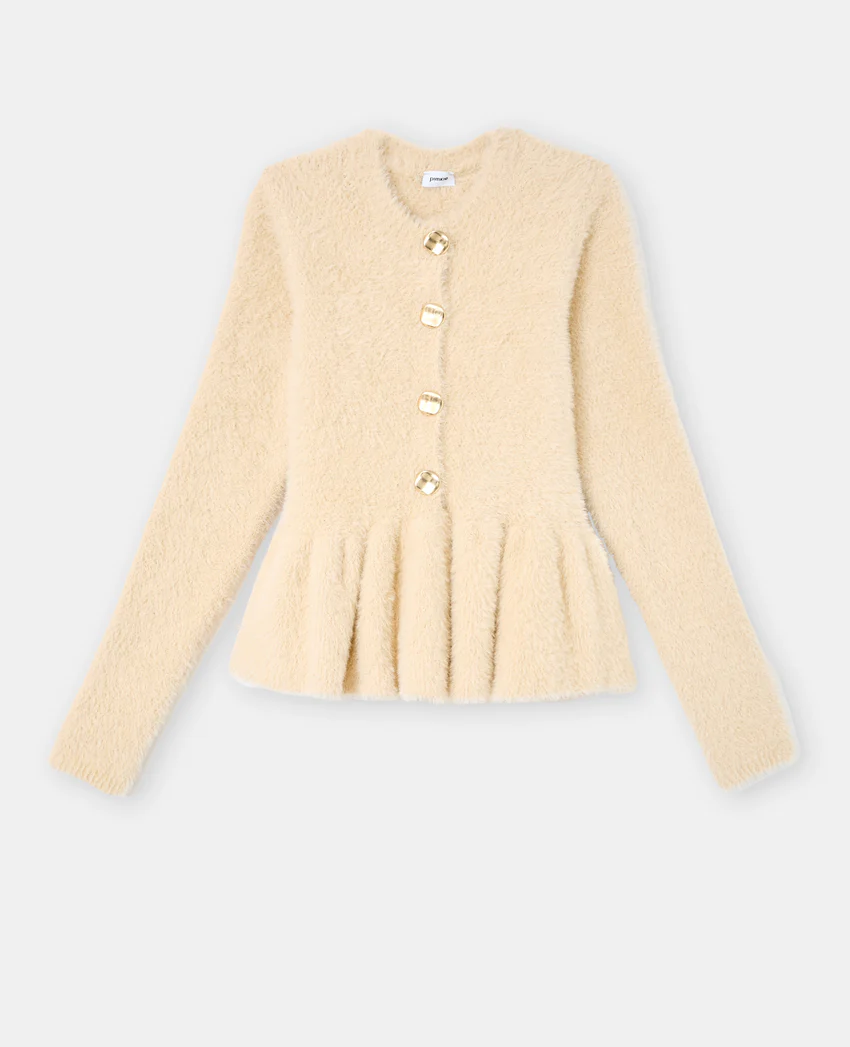 Pimkie Gilet peplum en maille poilue avec boutons dorés
