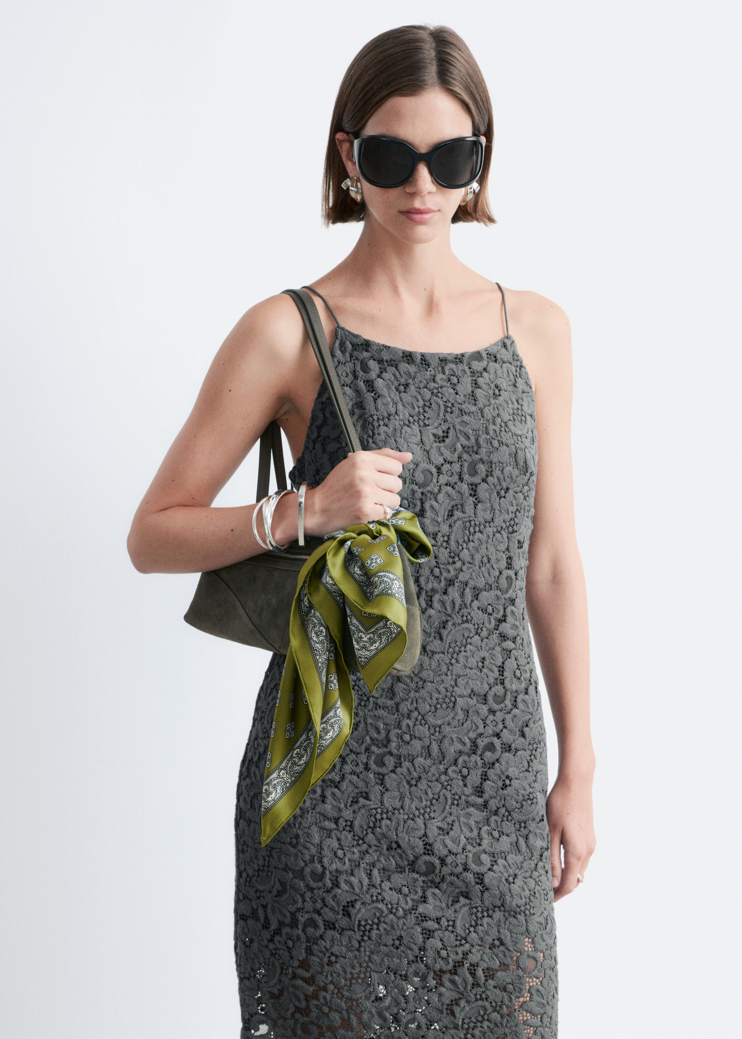 & Other Stories LACE MIDI DRESS