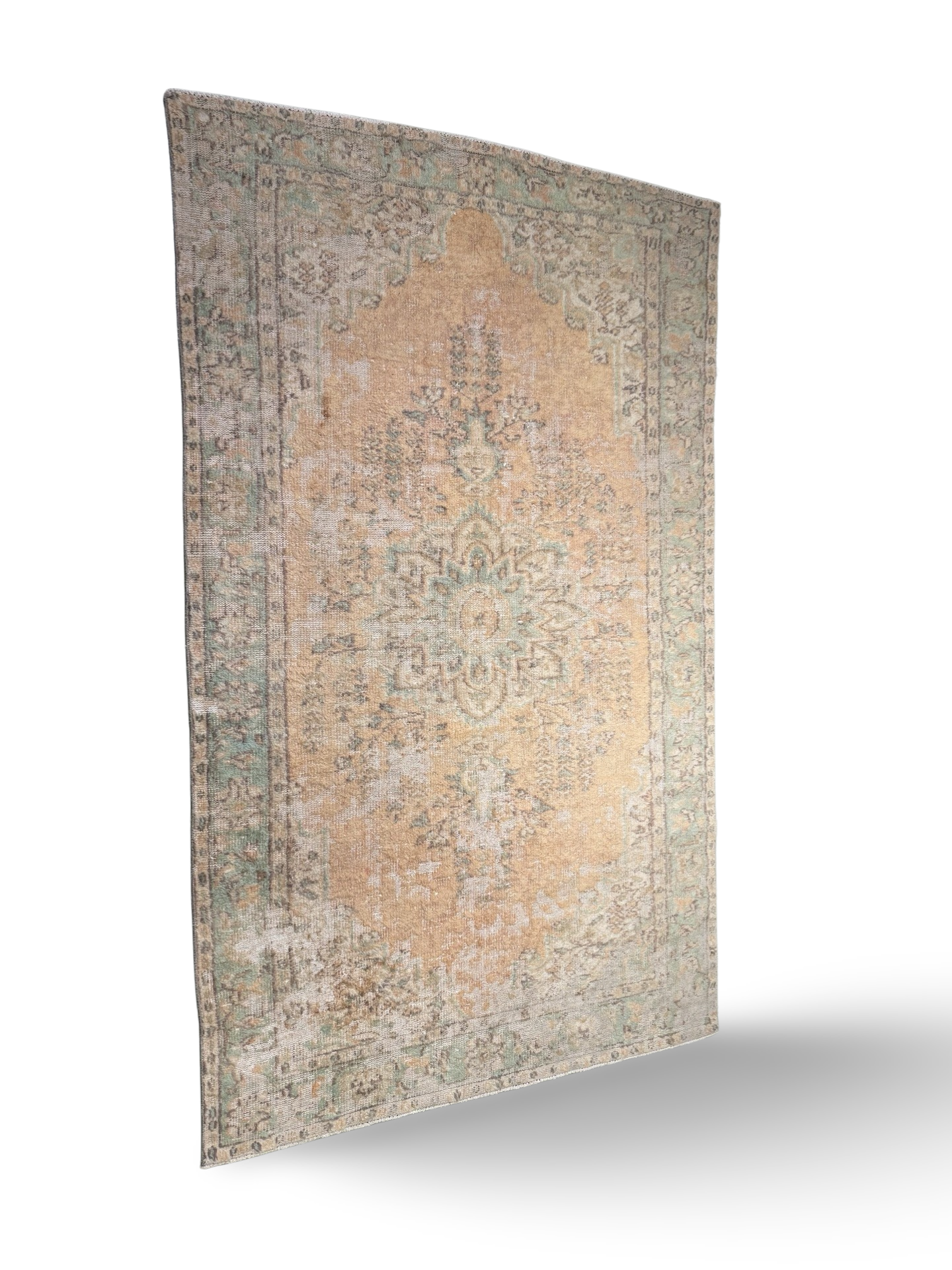 Vloerkleed wol/katoen geel/groen uniek Carpet wol/katoen geel/groen uniek.
