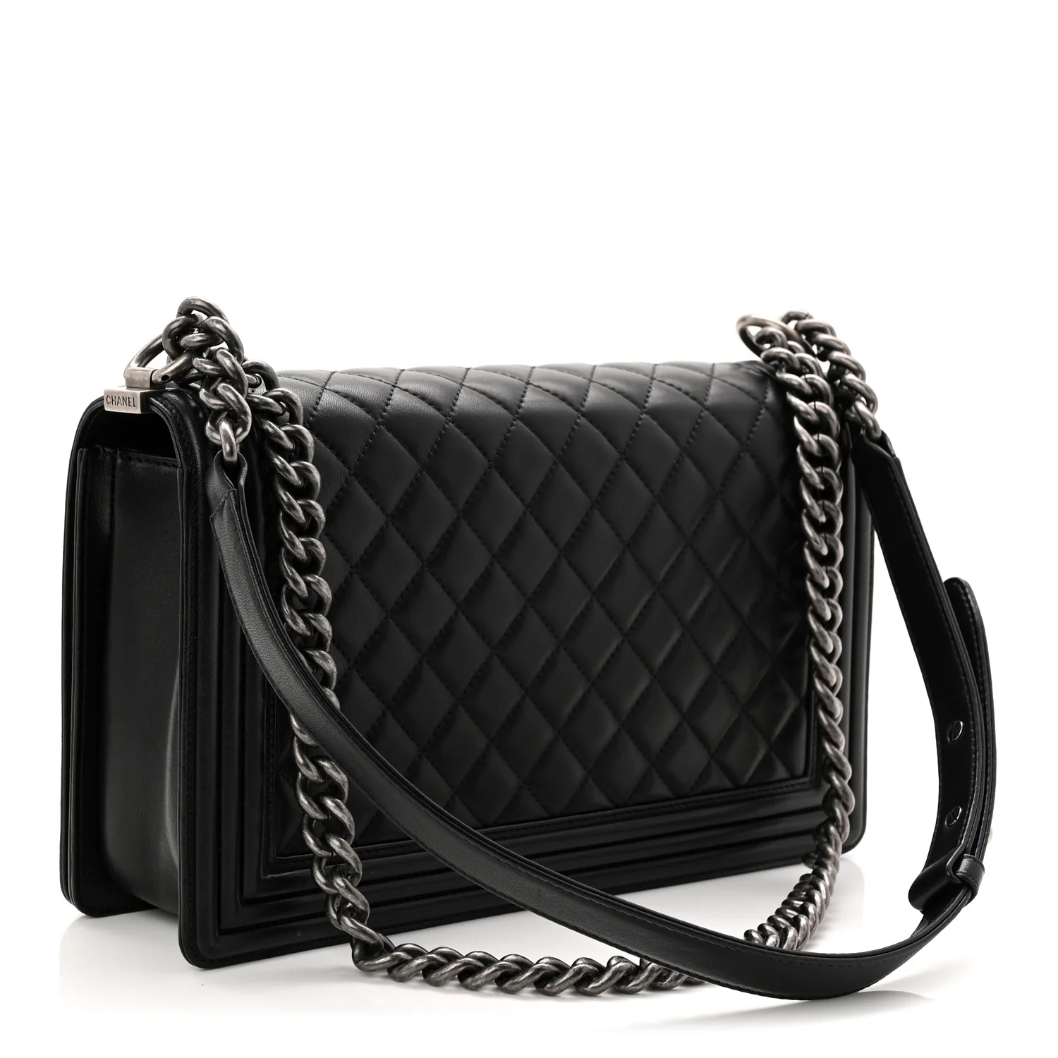 Lambskin Quilted New Medium Boy Flap Black - Top Club