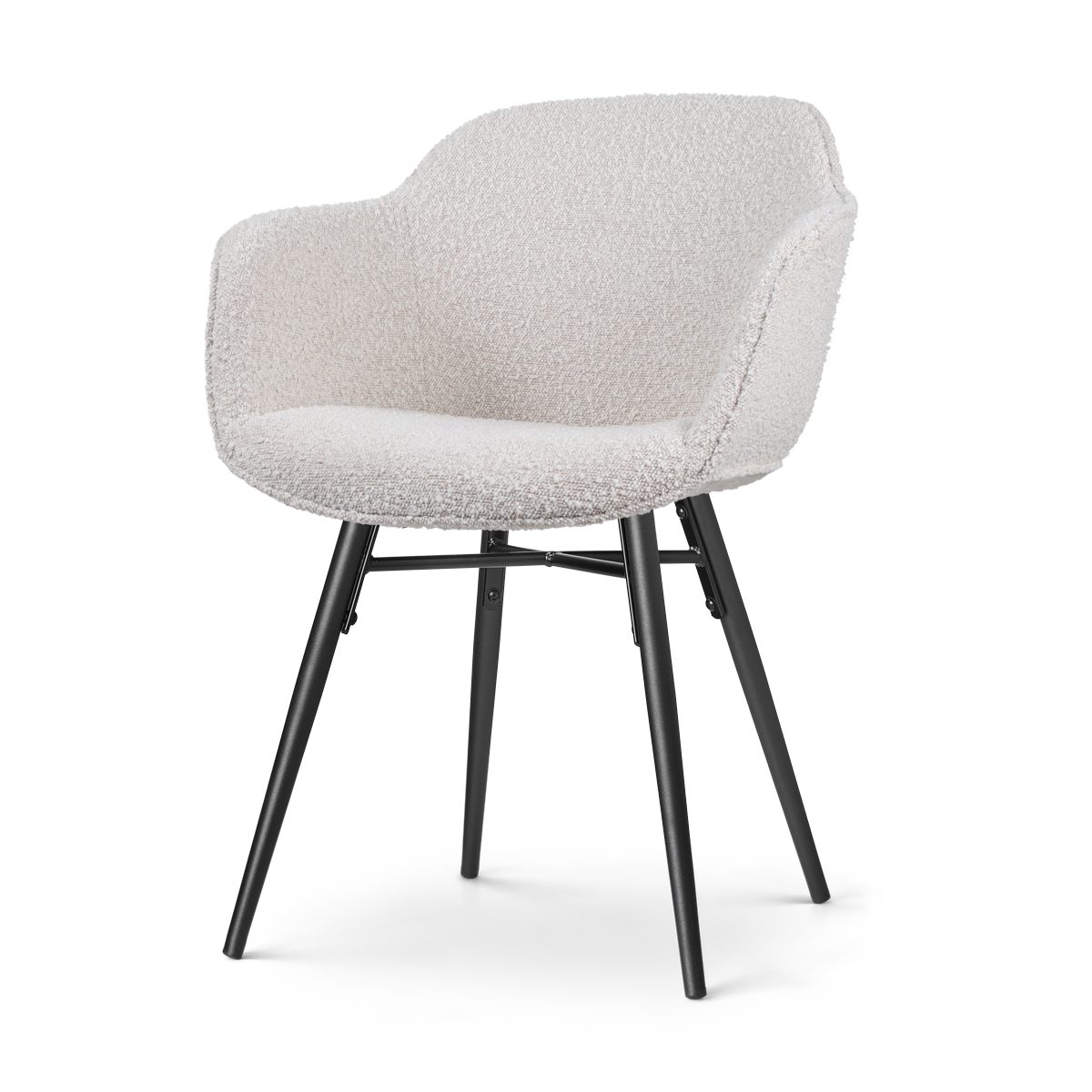 Eetkamerstoel Nena-Mare bouclé beige - zwart onderstel