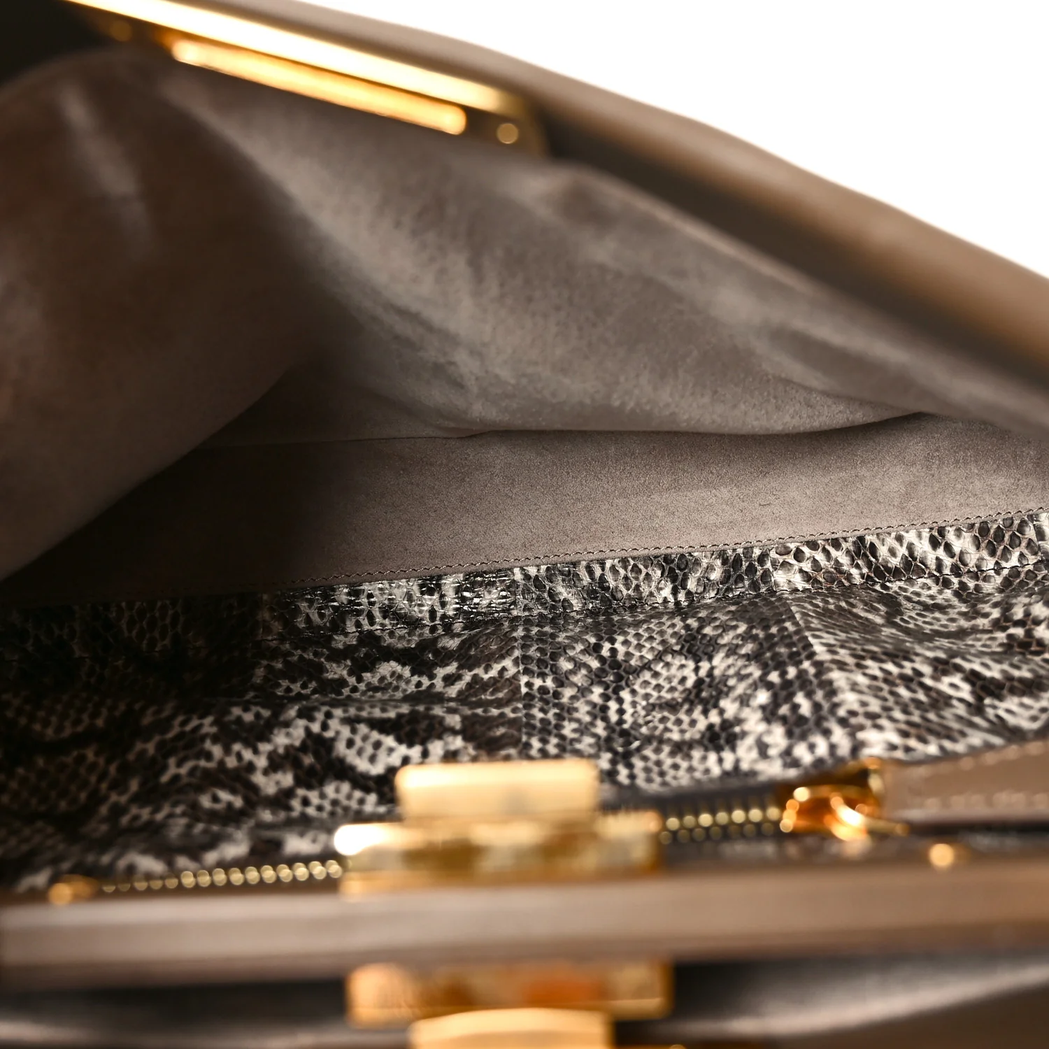 Vitello Morgan Snakeskin Medium Peekaboo Iconic Satchel Foresta - Top Club