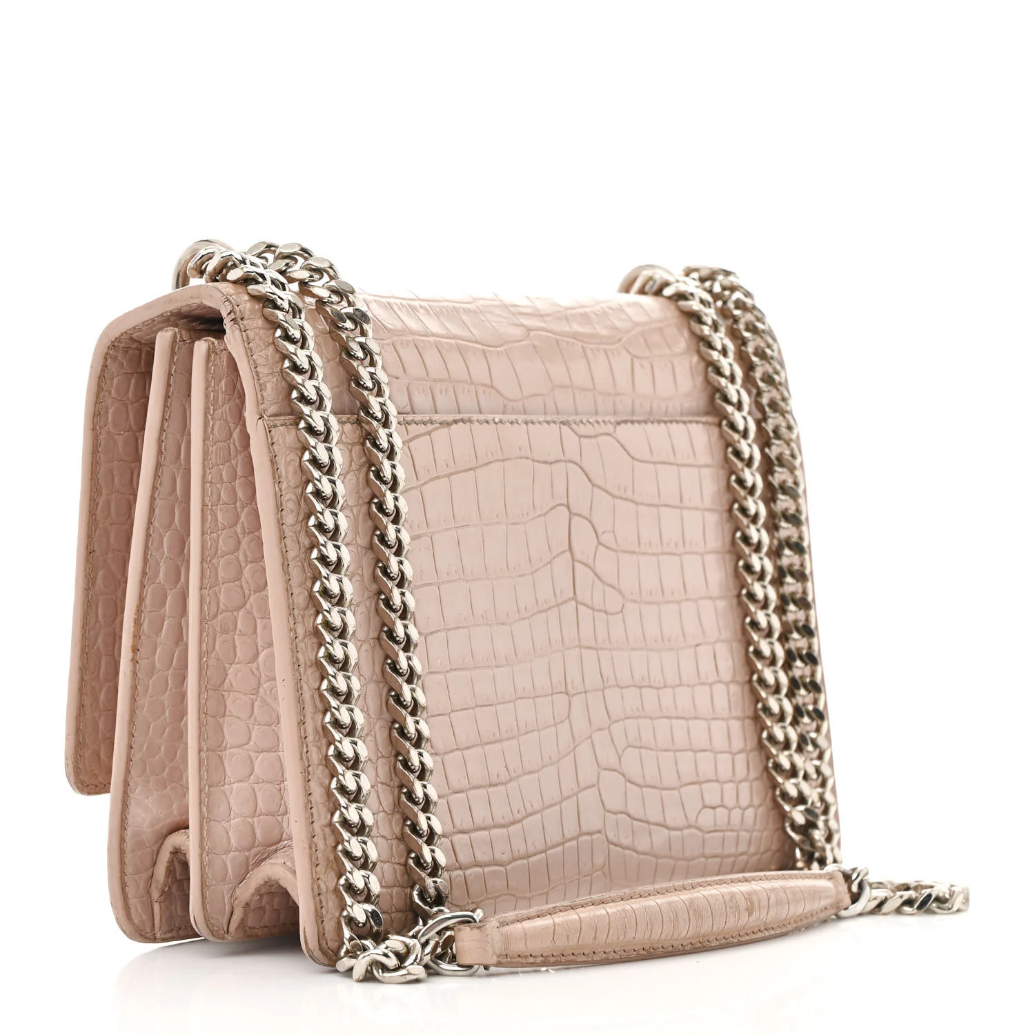 Calfskin Crocodile Embossed Medium Monogram Sunset Rose Antic - Top Club