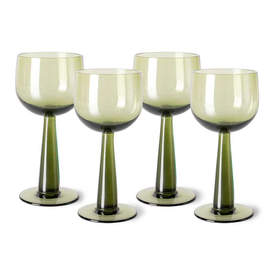 Glas Emeralds Wine Glass tall olive green - set van 4