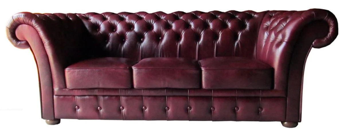 Luxury genuine leather 3 seater sofa dark red 210 x 90 x H. 80 cm - Chesterfield furniture