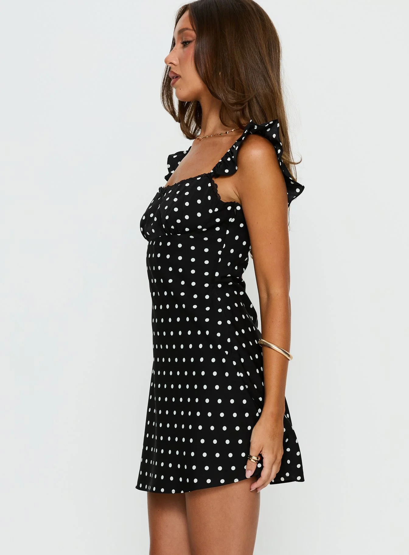 Beacall Mini Dress Black Polka Dot