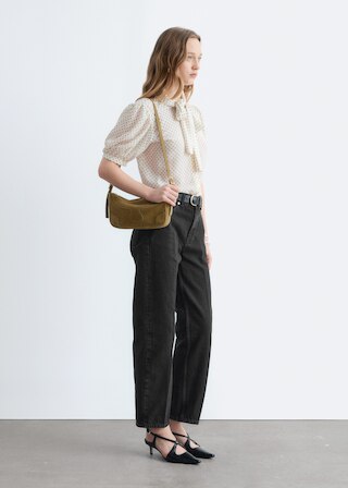 & Other Stories PRINTED TIE-NECK SILK BLOUSE