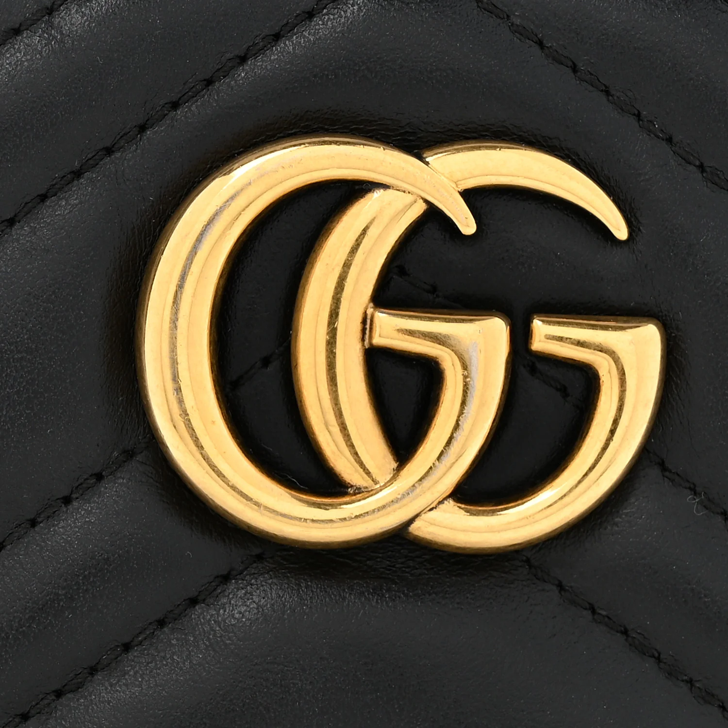 Calfskin Matelasse Mini GG Marmont Chain Shoulder Bag Black - Top Club