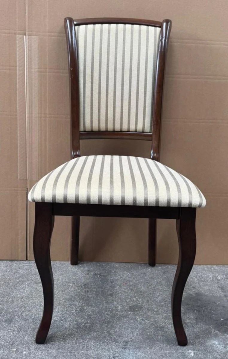 Baroque dining room chair cream / silver / dark brown - dining room furniture