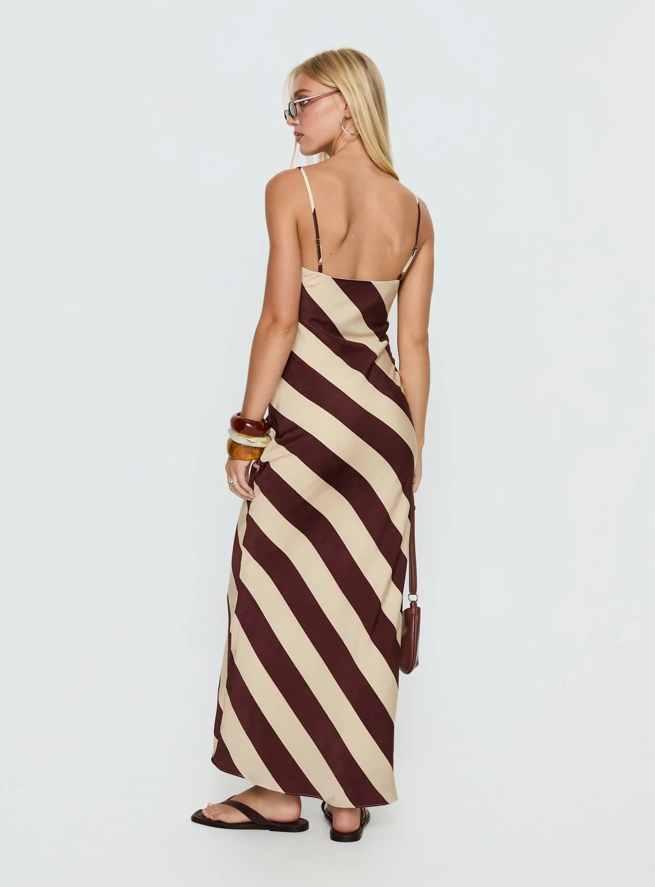 Rhodie Scoop Maxi Dress Brown / Cream Stripe