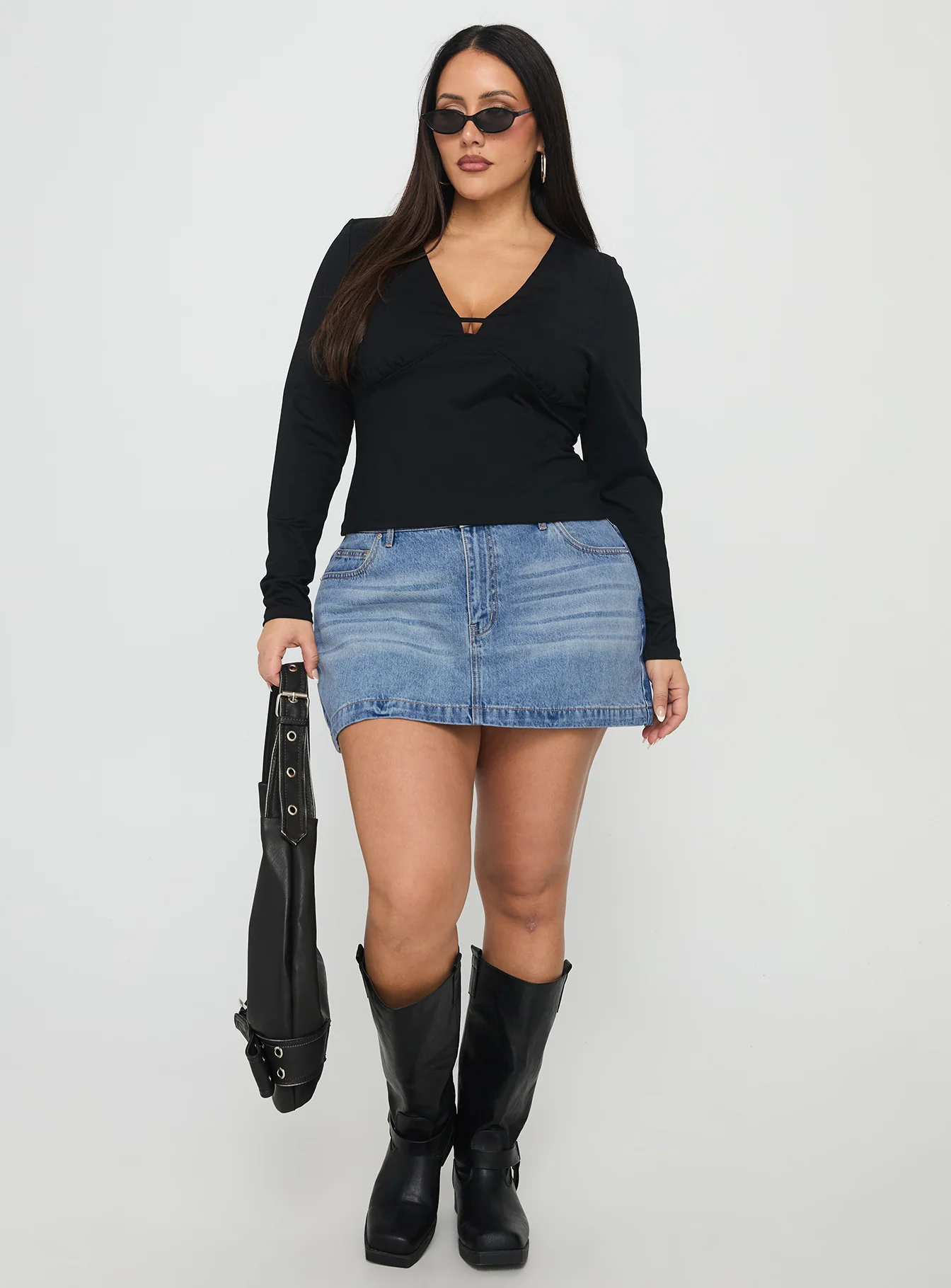 Fossils Denim Mini Skirt Blue Curve