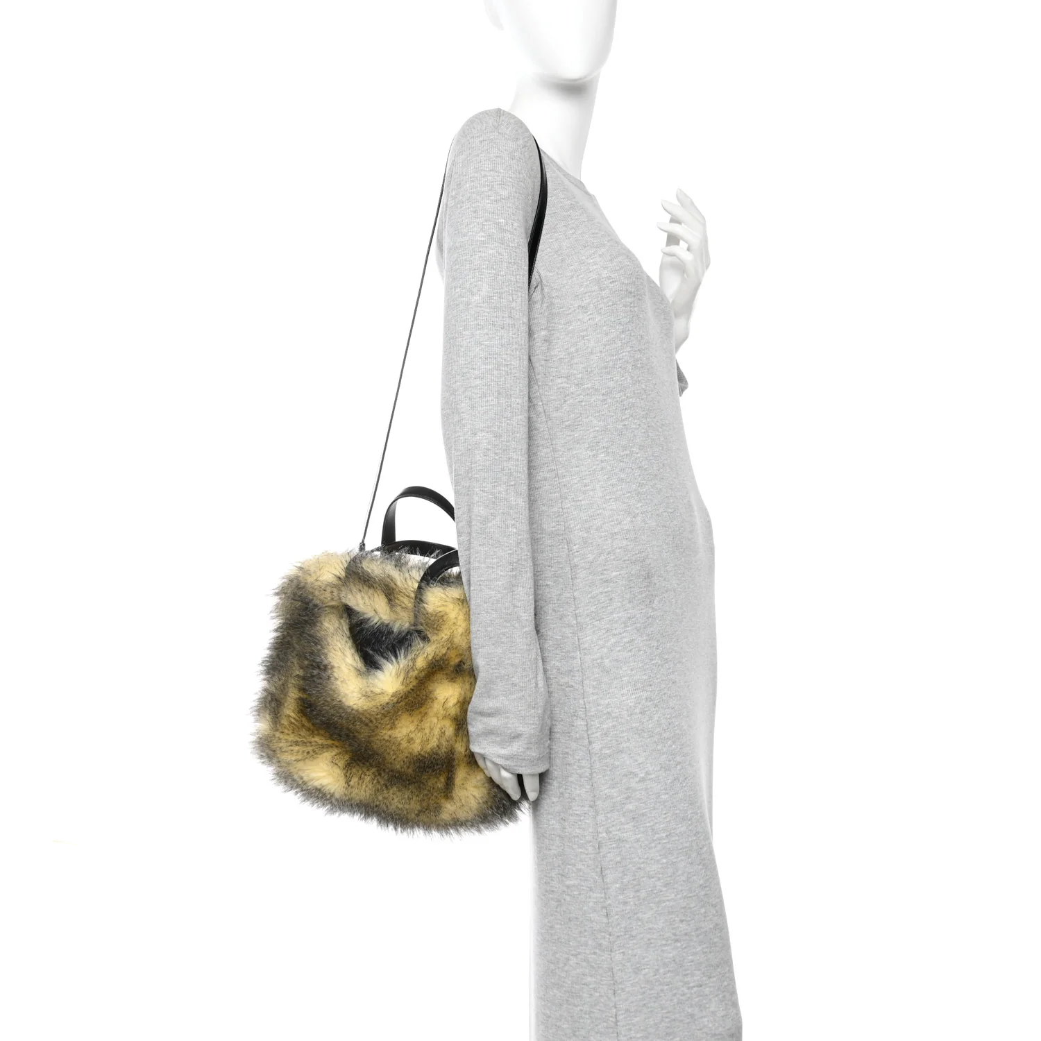 Aspen Vitello Faux Fur Tote Crema Black