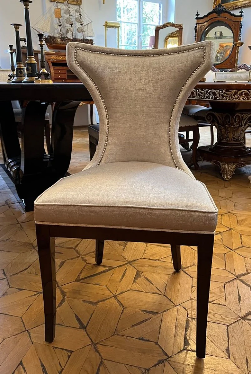 Luxury Art Deco Dining Chair Silver / Dark Brown