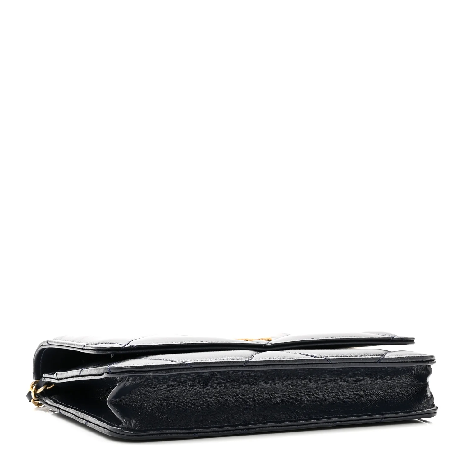 Lambskin Quilted Wallet On Chain WOC Navy - Top Club
