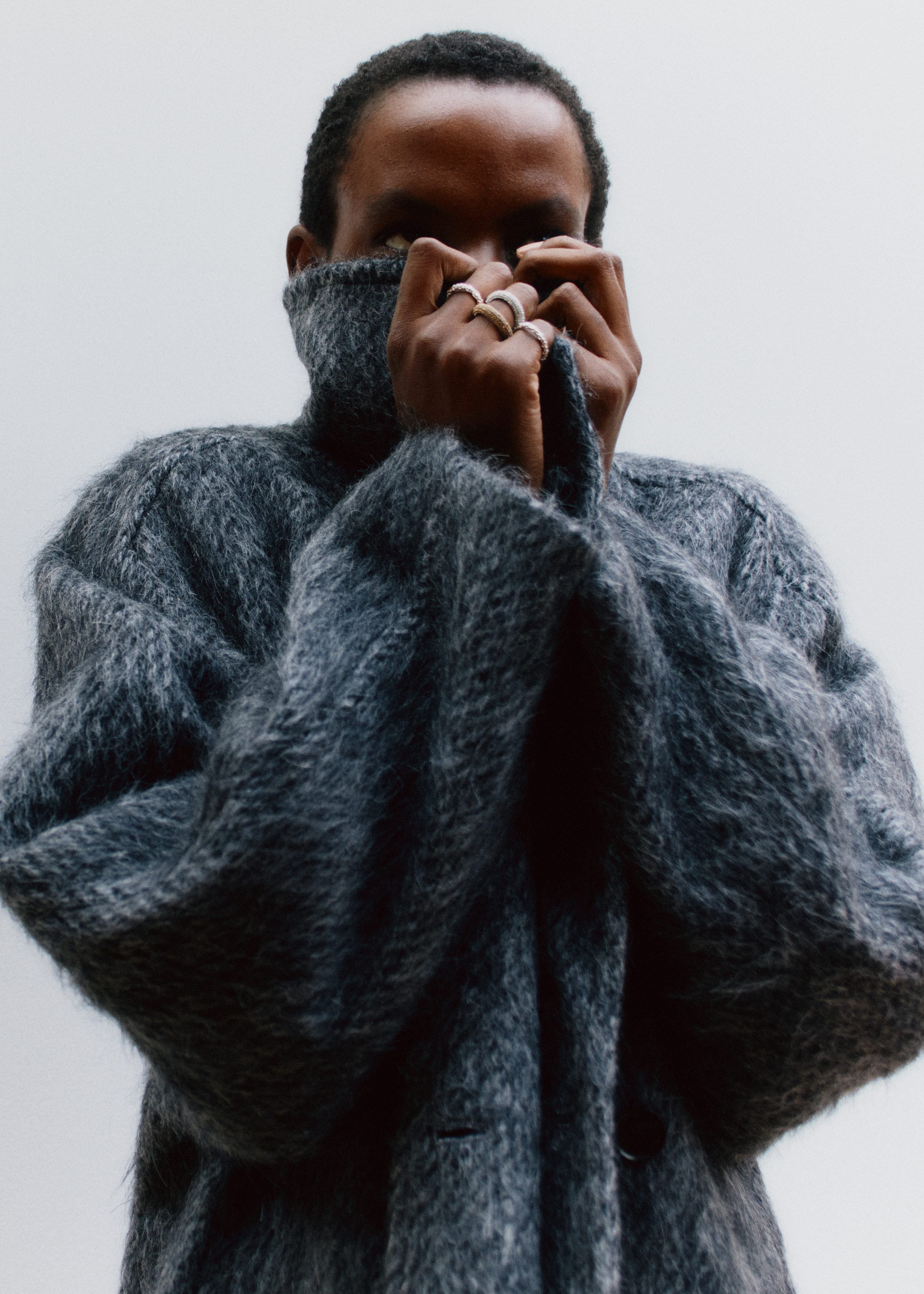 & Other Stories BRUSHED WOOL-BLEND COAT