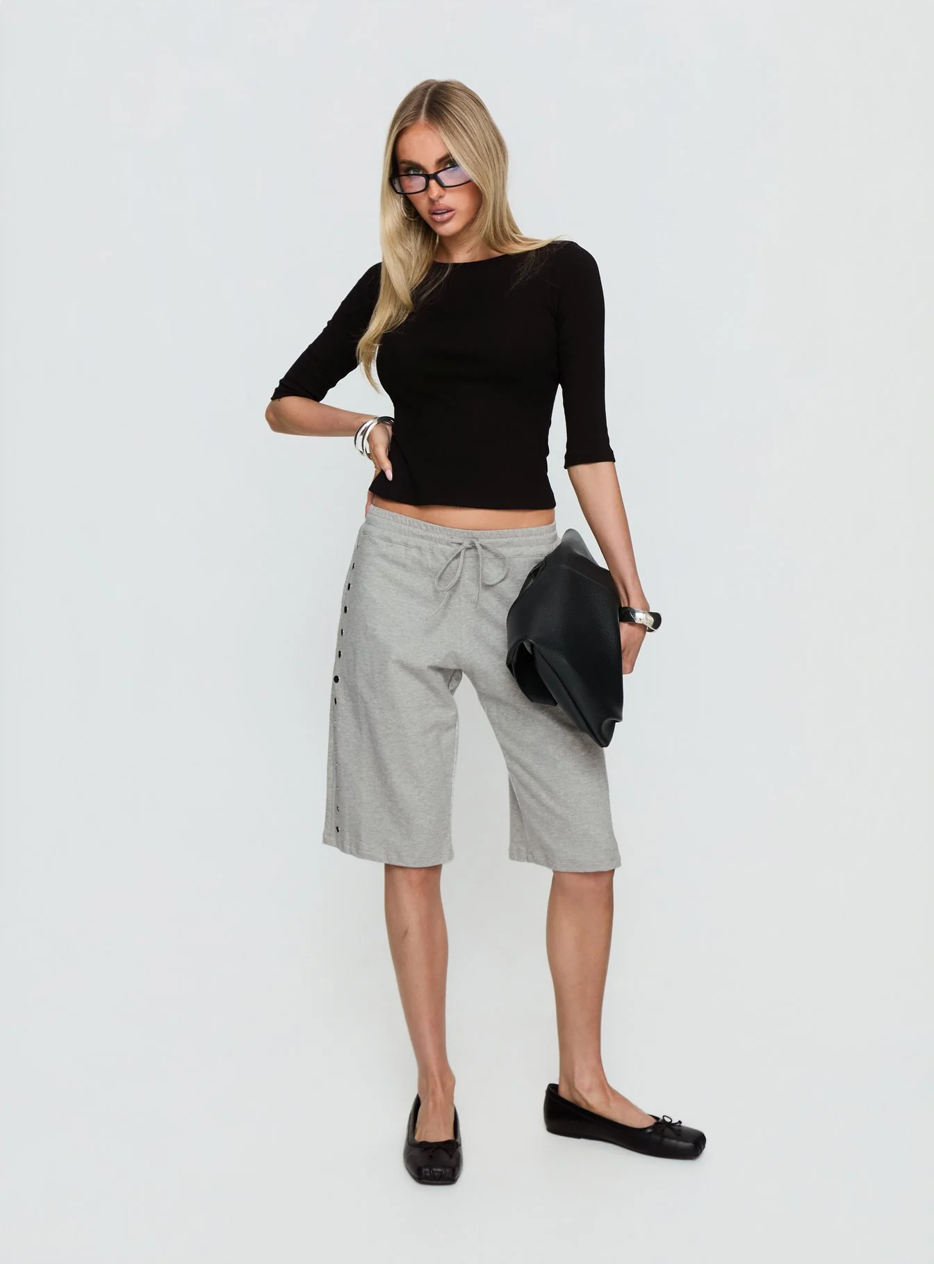 Kether Longline Basketball Studs Short Grey Marle