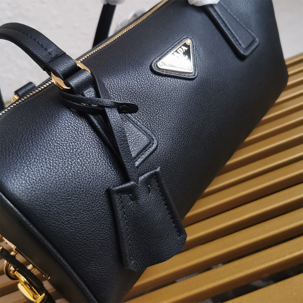 Prada Medium leather top-handle bag with padlock(high-end grade) - Top Club