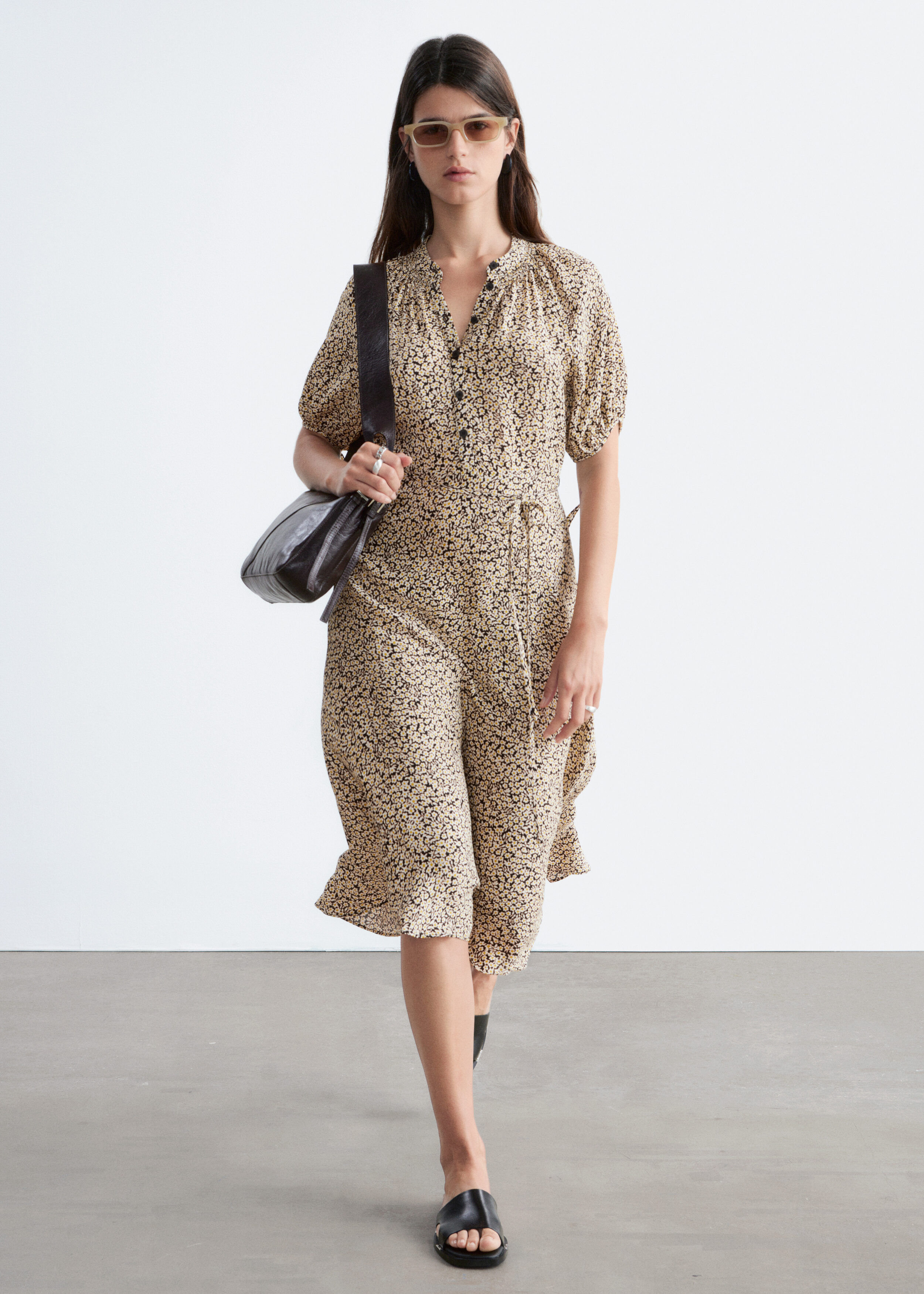 & Other Stories TIE-WAIST MIDI DRESS