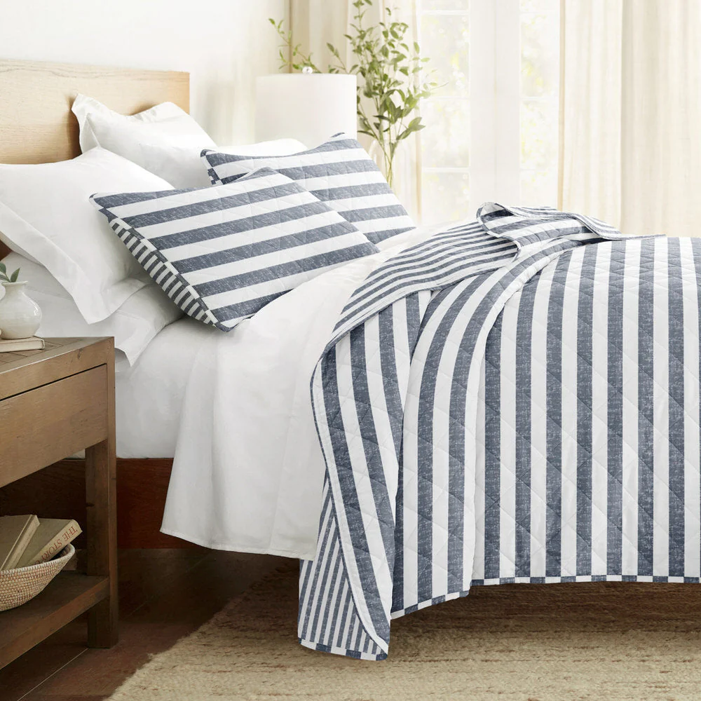Classic Stripe Reversible Quilted Coverlet Set (Sale)