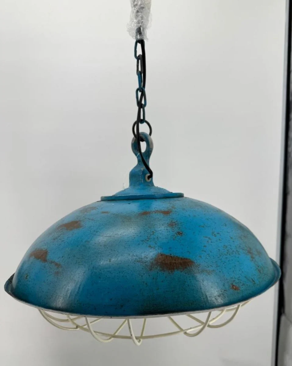 Industrial style hanging light antique blue / white Ø 45 cm - industrial style lights