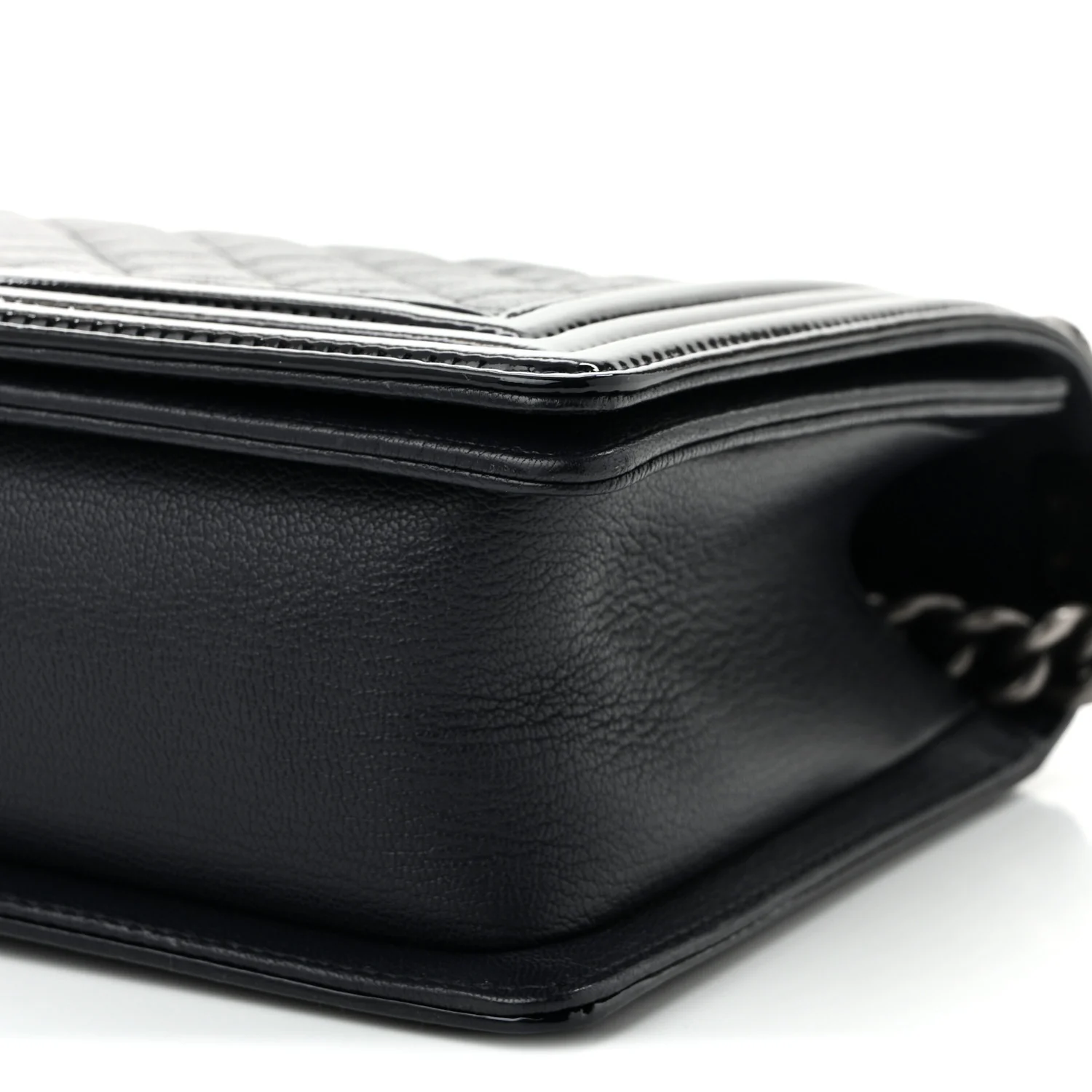 Goatskin Quilted Patent New Medium Duo Boy Flap Black - Top Club
