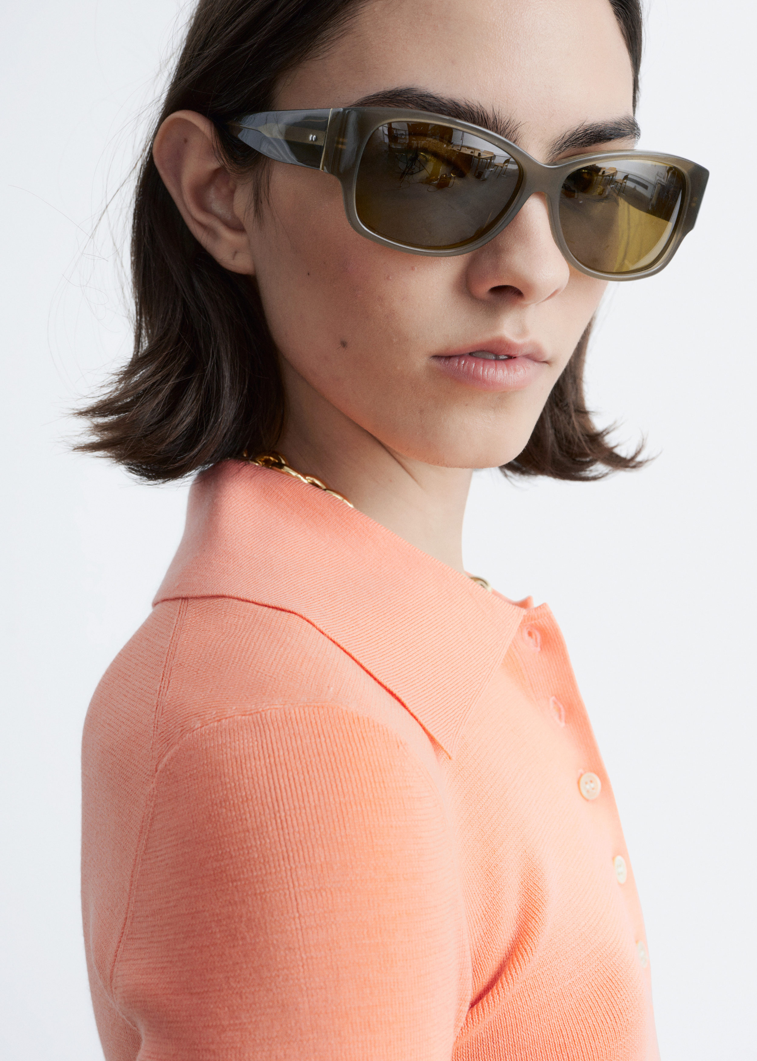 & Other Stories RIB-KNIT MERINO WOOL POLO TOP