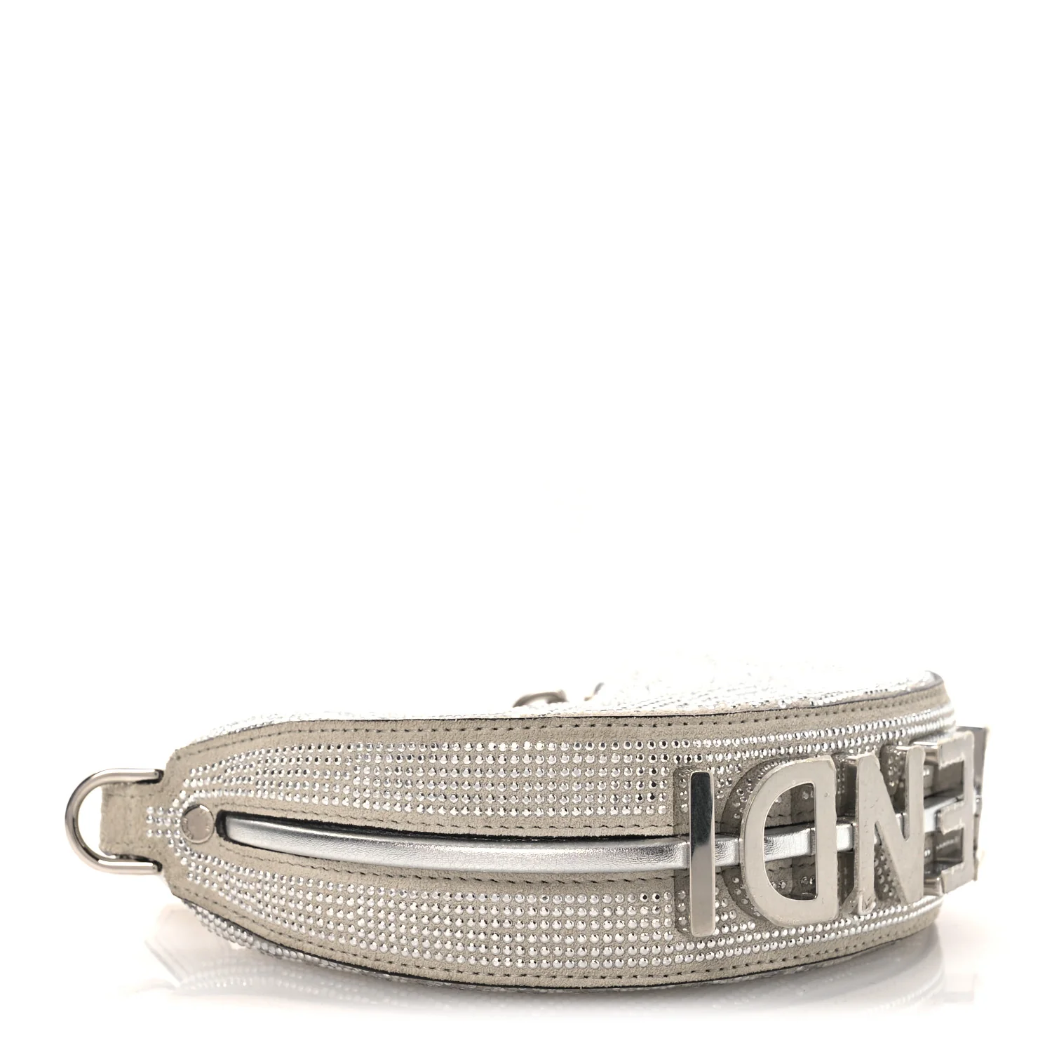 Crystal Vitello Laminato Suede FF Nano Fendigraphy Hobo Charm Grey - Top Club