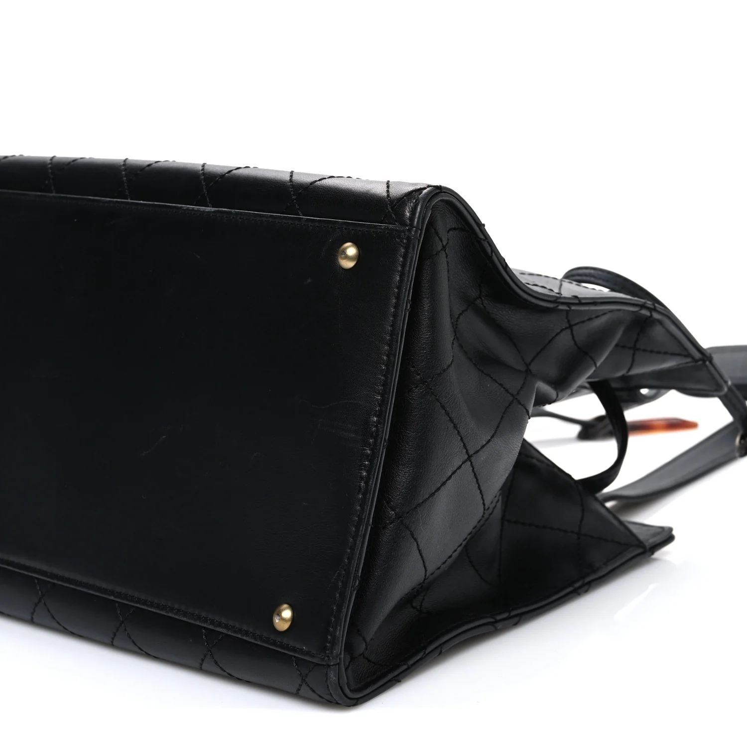 Lambskin Diamond Stitched Shoulder Bag Black - Top Club