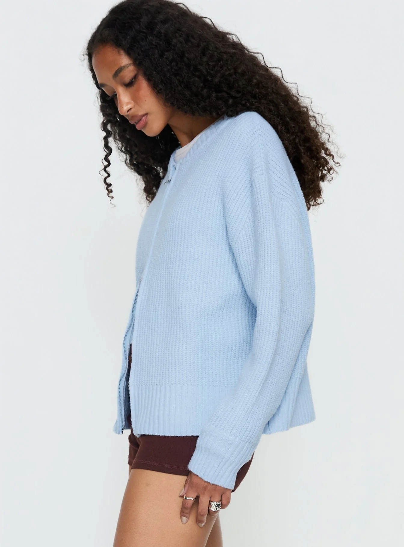Lexene Zip Through Jumper Baby Blue
