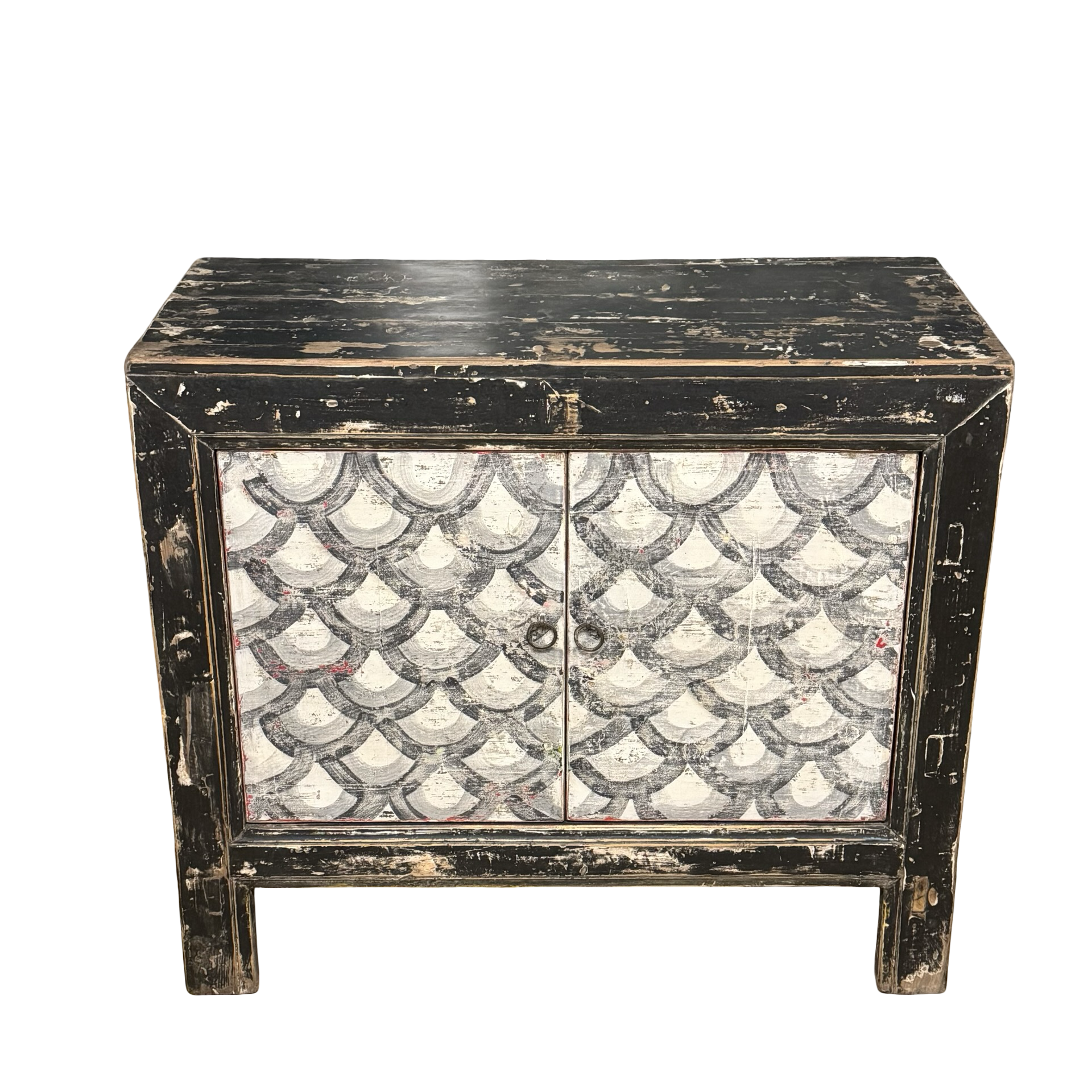 Wandkast 2deur zwart/wit schub uniek