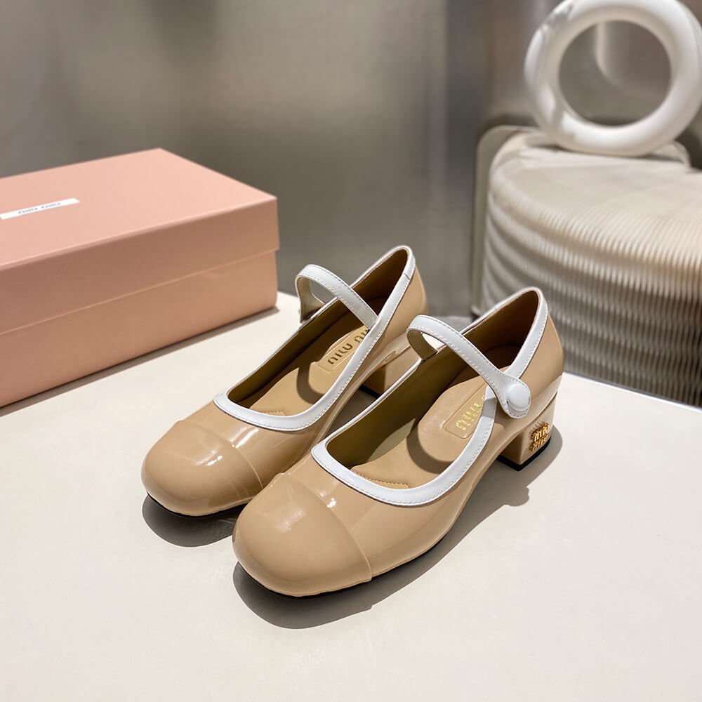MiuMiu Two-tone patent leather Mary Jane pumps - Top Club