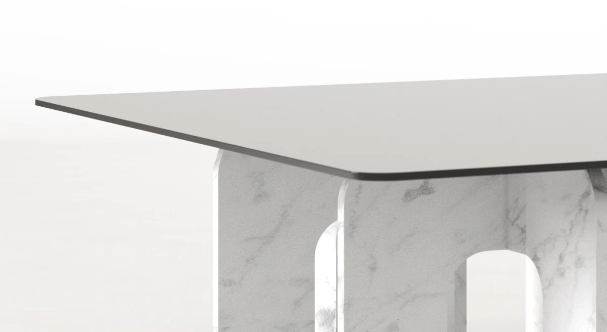 Luxury marble coffee table with glass top white 140 x 80 x H. 35 cm - Rectangular living room table made of high-quality Spanish Carrara marble - Luxury living room furniture