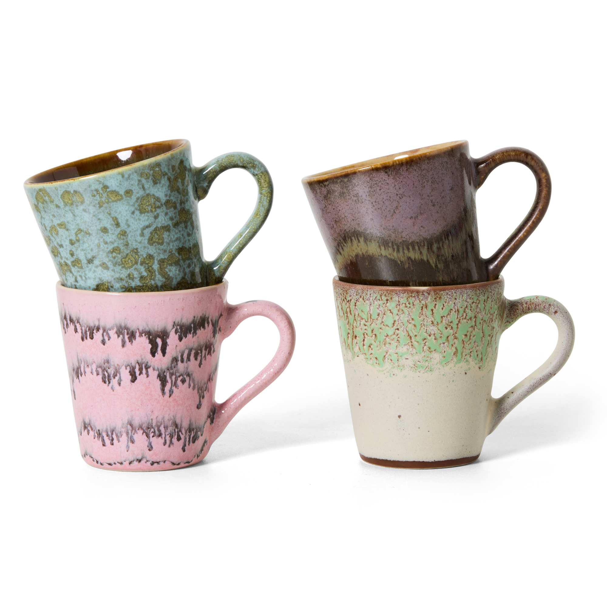 Servies 70's Ceramics espresso mok Brutalism - set van 4